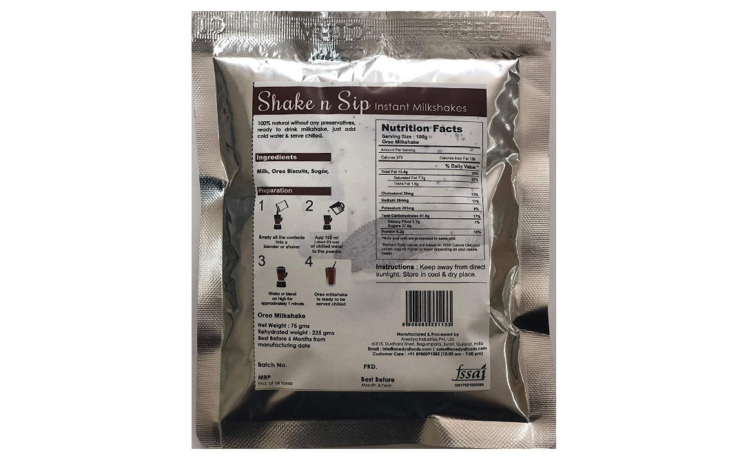 Cira Shake n Sip Oreo Milkshake   Pack  75 grams